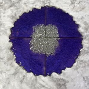 Geode Style Handmade Epoxy Resin Coasters Set Of 4 Purple READ